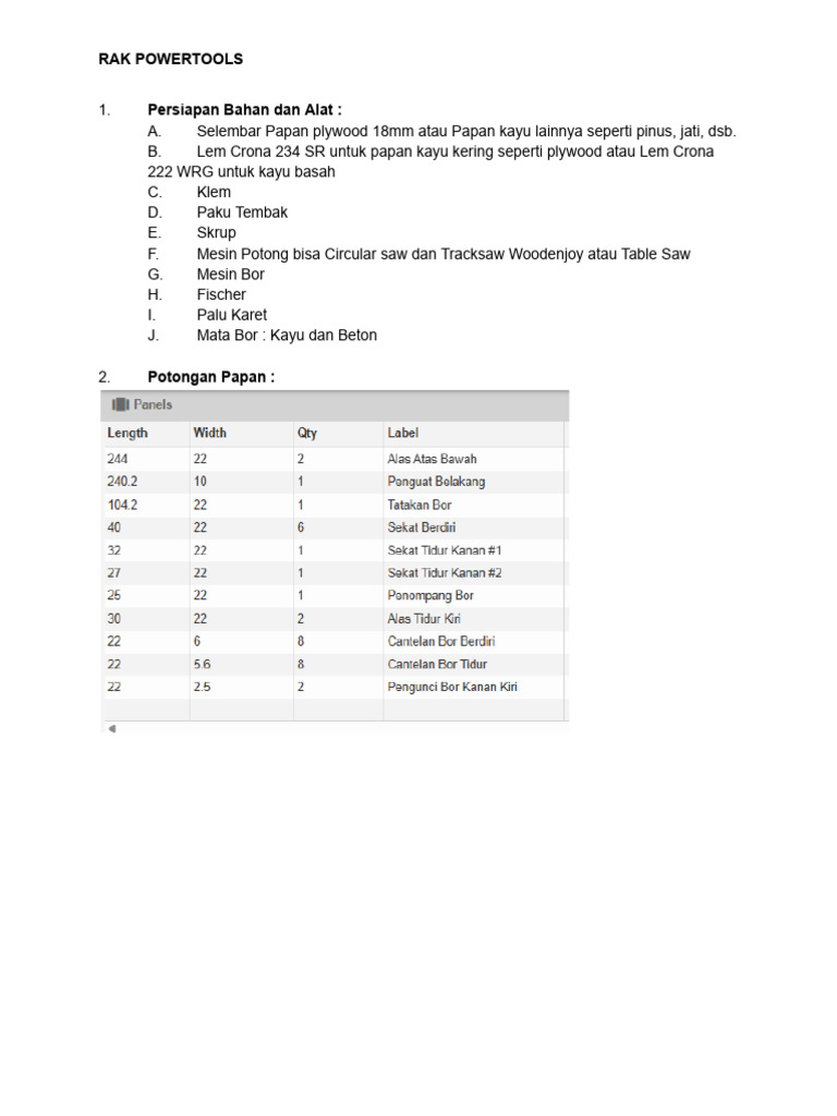 Panduan Membuat Rak Power Tools | PDF