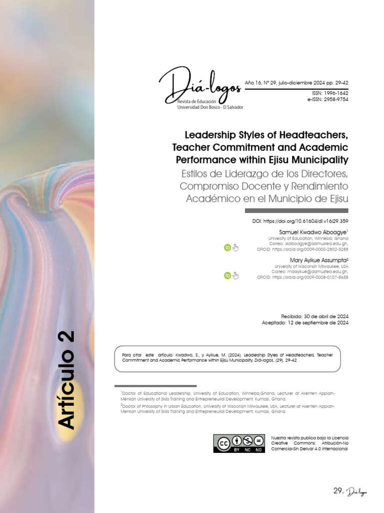 Leadership Styles and Teacher Commitment | PDF | Leadership ...