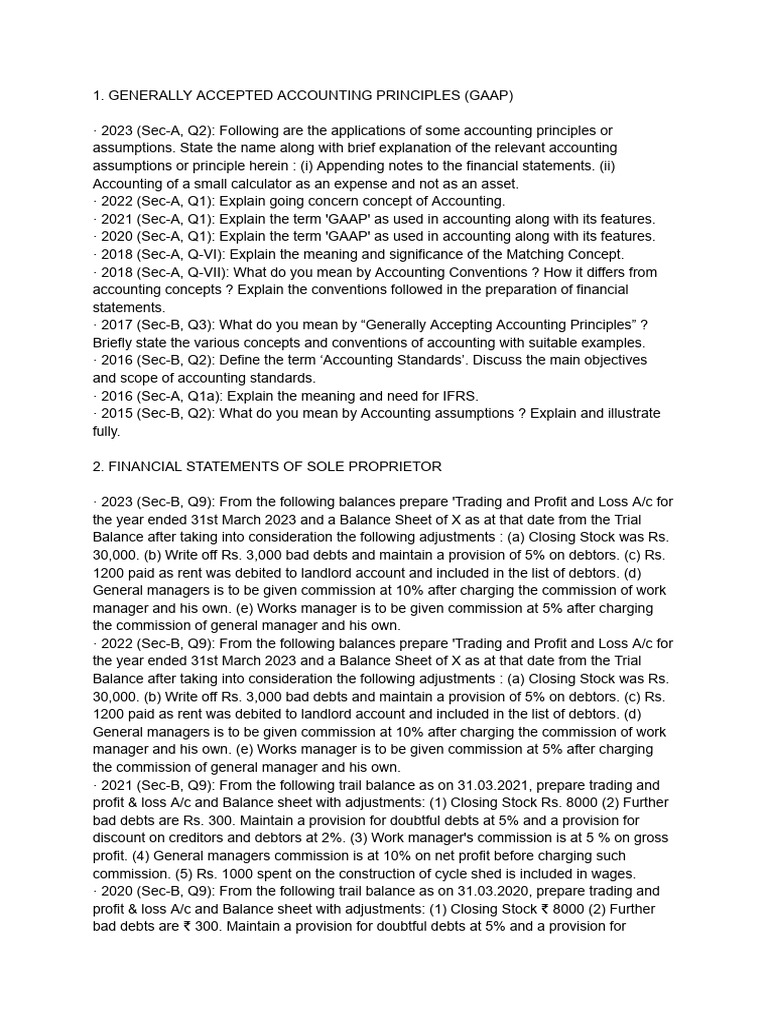 GAAP and Financial Accounting Concepts | PDF | Debits And Credits ...