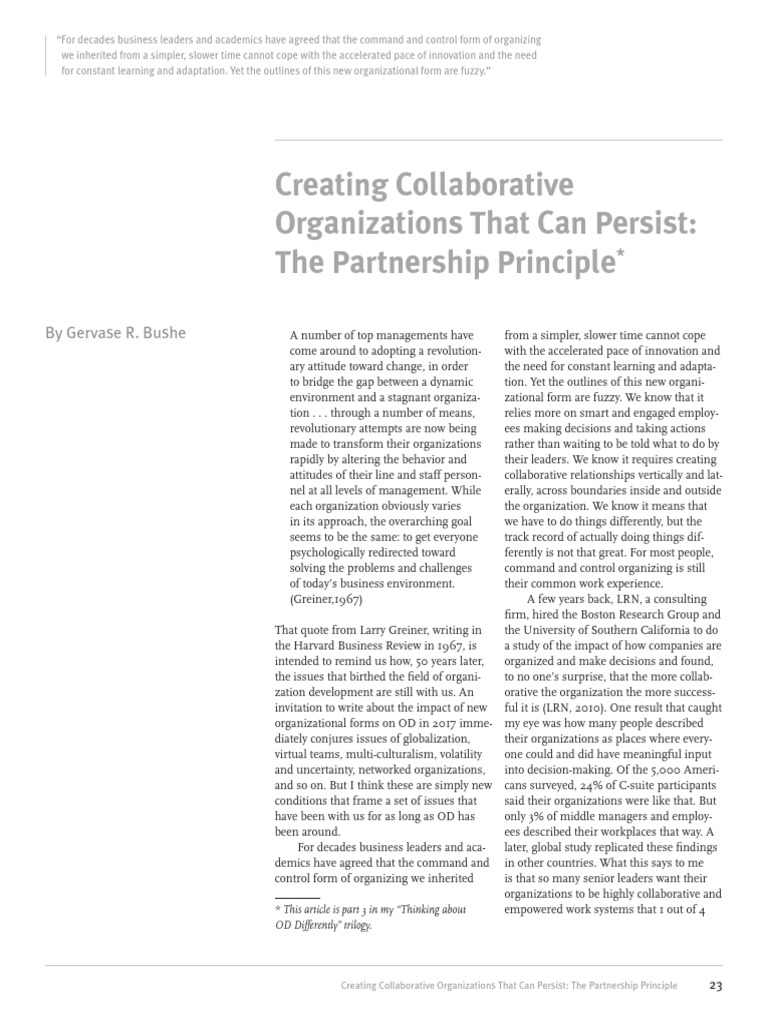 Transforming Organizations for Collaboration | PDF | Leadership ...