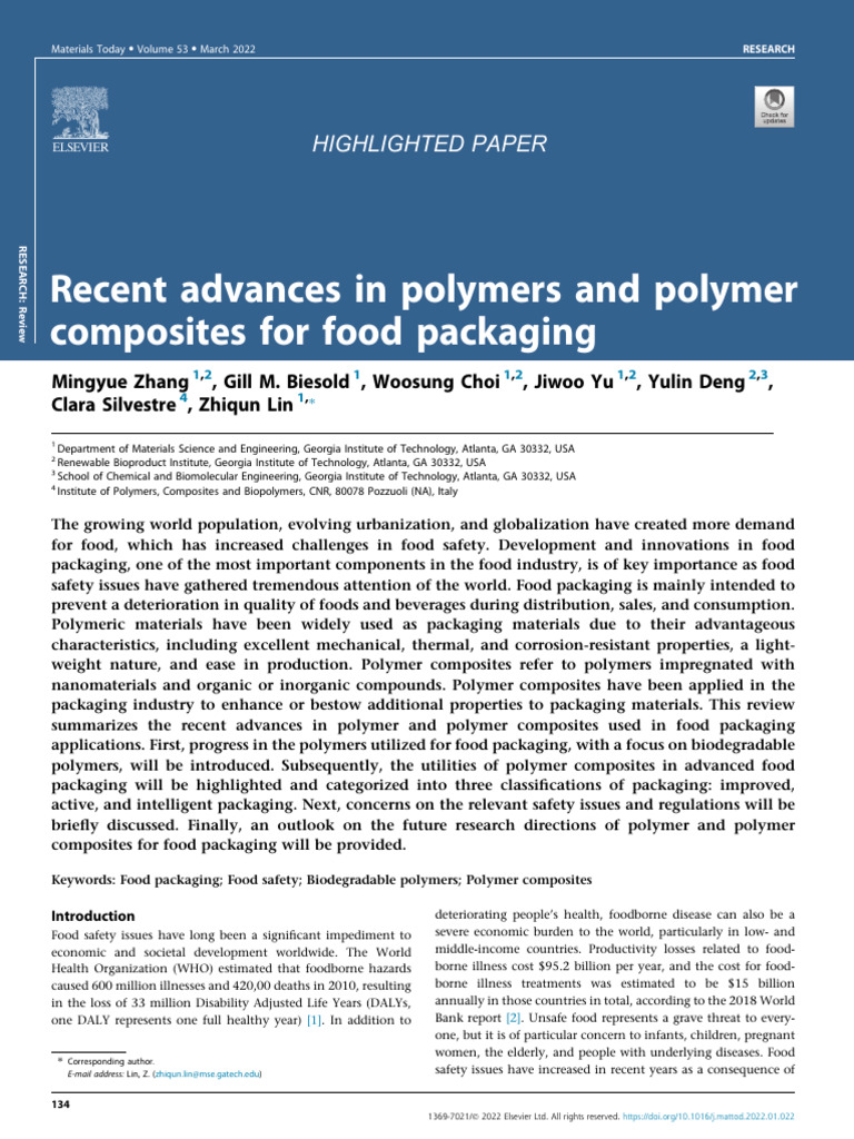 Advances in Food Packaging Polymers | PDF | Polymers | Biodegradation