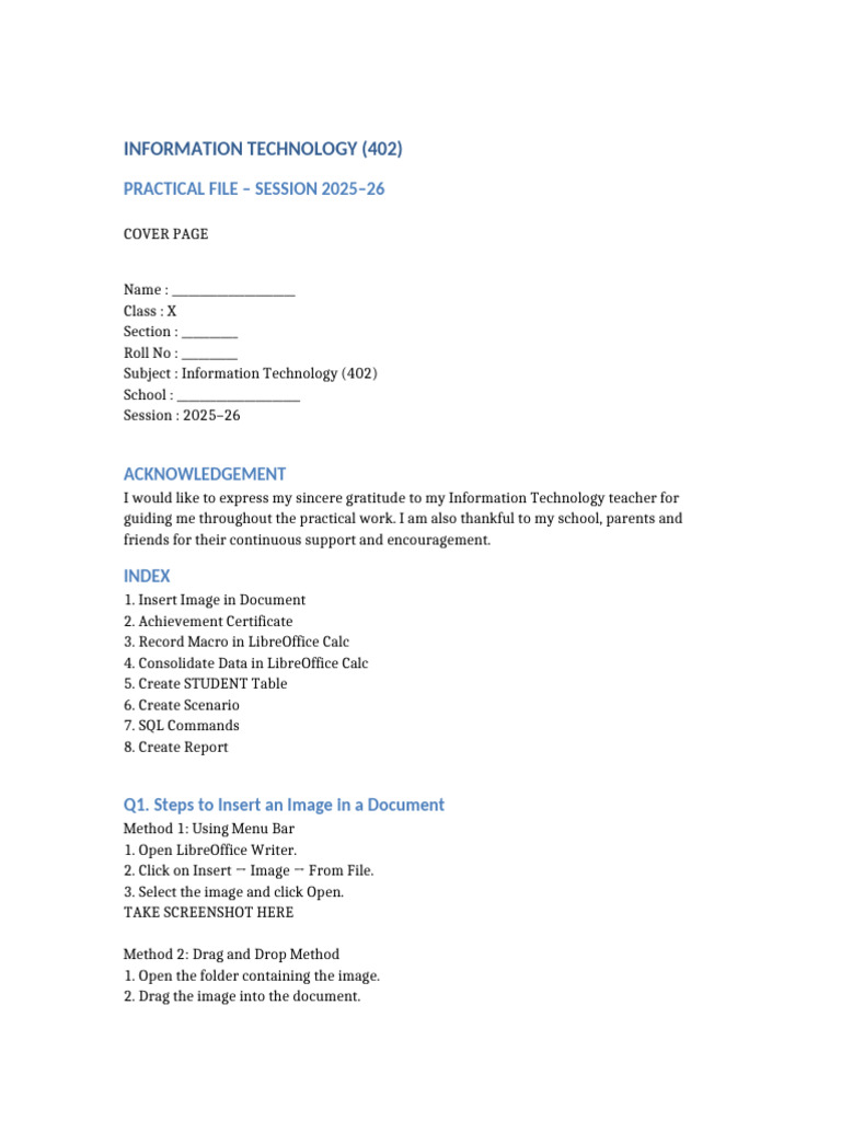 IT Practical File for Class X (2025-26) | PDF | Computing | Software