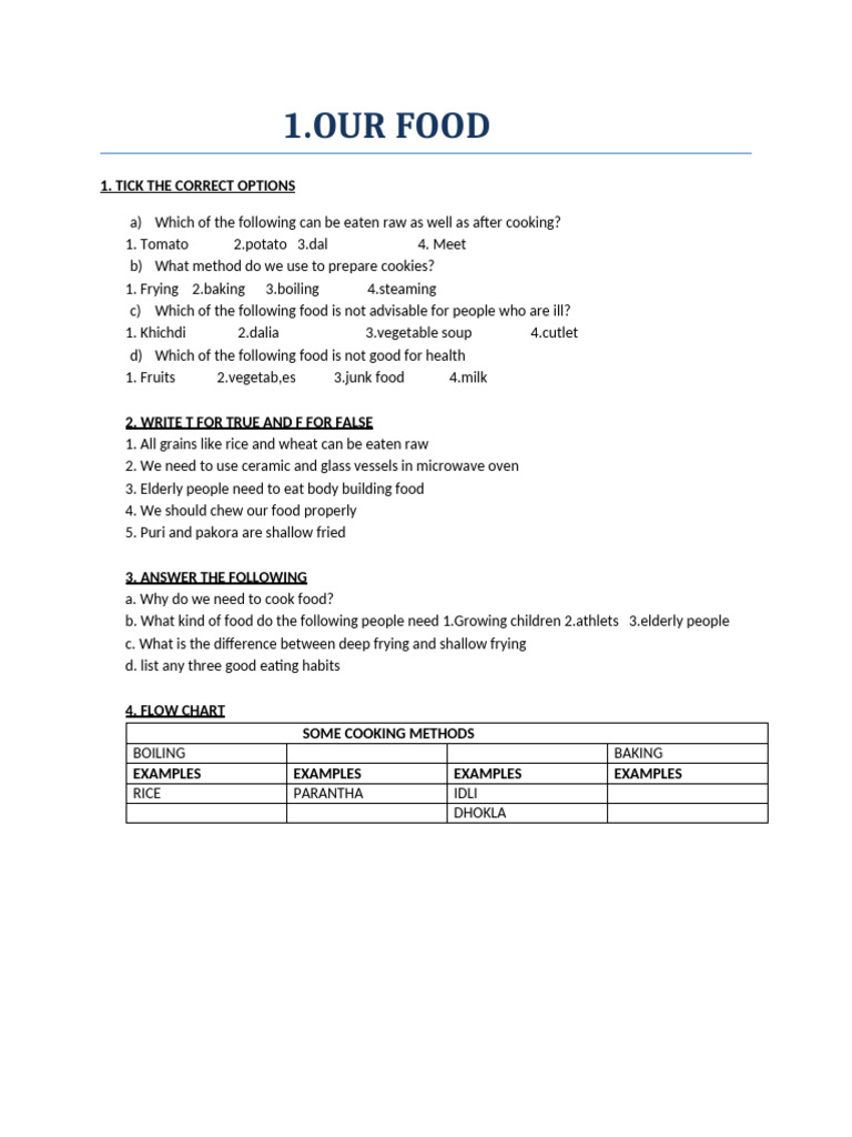 Food Preparation and Cooking Methods | PDF
