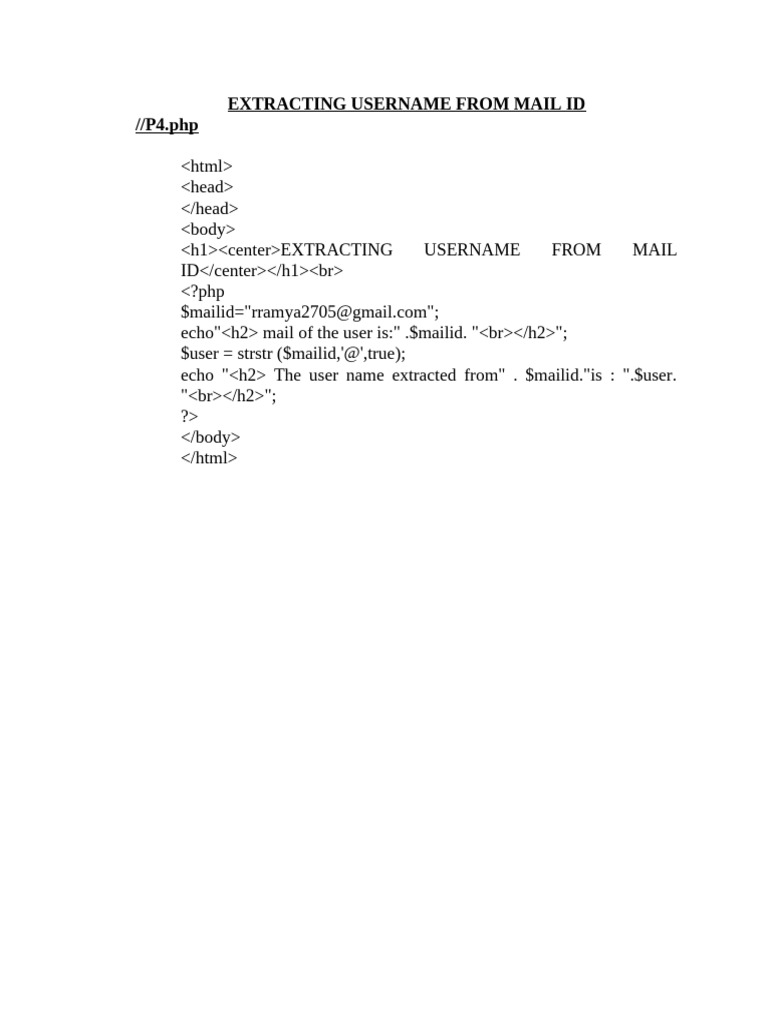 Extract Username from Email ID | PDF