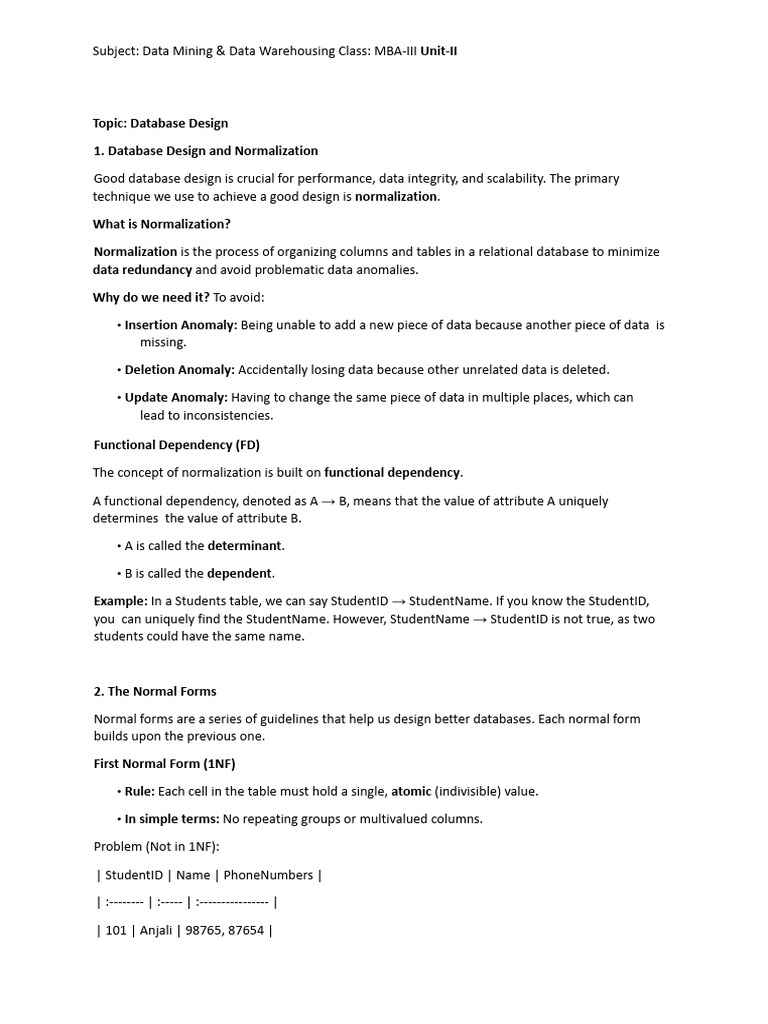 Database Design and Normalization Guide | PDF | Sql | Data Management ...