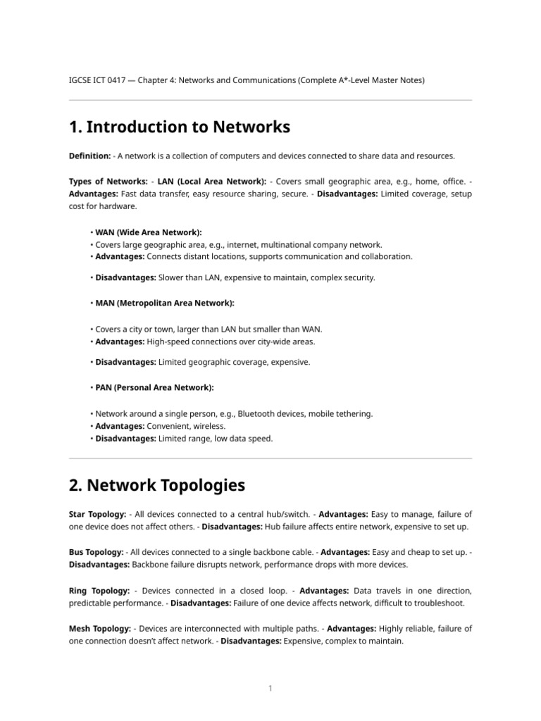 IGCSE ICT 0417: Networks Overview | PDF | Computer Network | Local Area ...