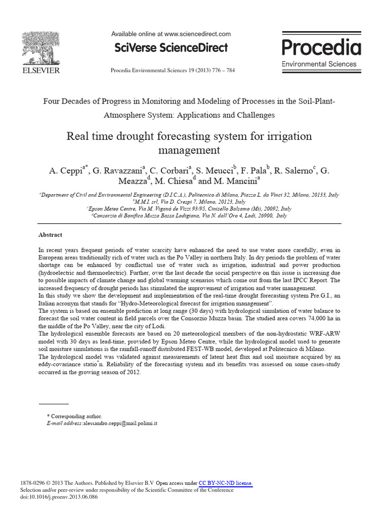 Real Time Drought Forecasting System For Irrigation | PDF | Hydrology ...