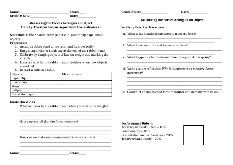 DIY Force Measurer Activity Guide | PDF