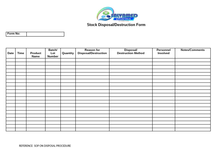 Stock Disposal and Destruction Form | PDF