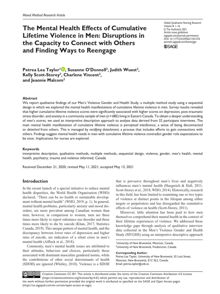 Men's Mental Health and Violence Impact | PDF | Violence | Mental Health