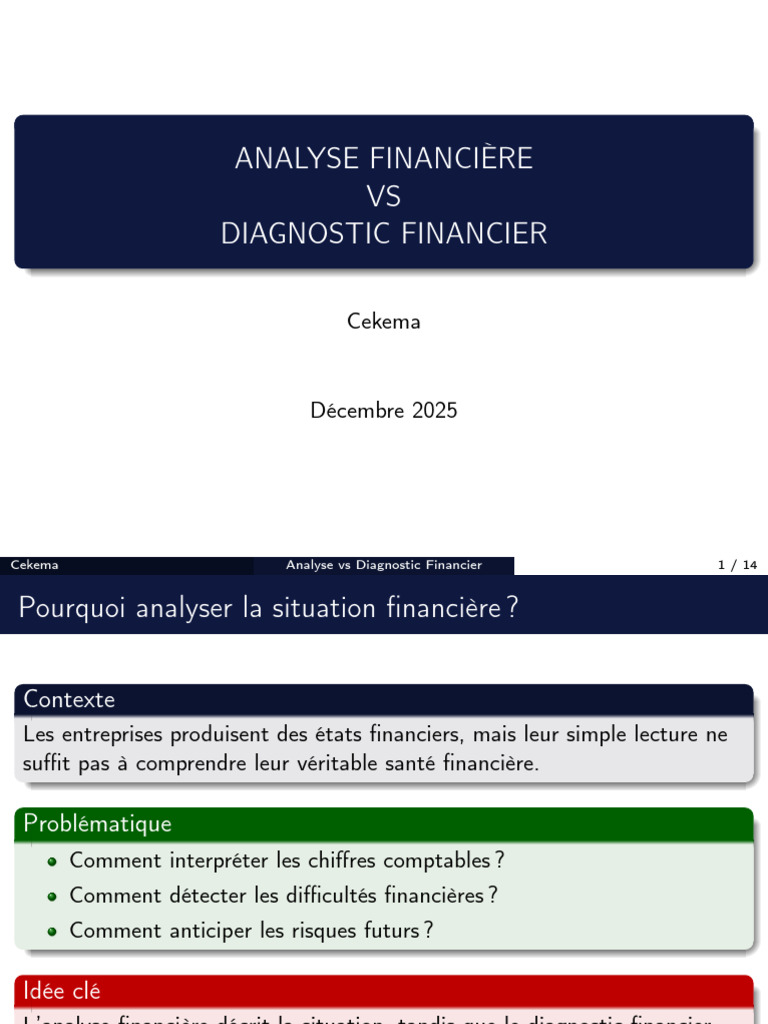 Analyse et Diagnostic Financier Comparés | PDF | Ratio financier ...