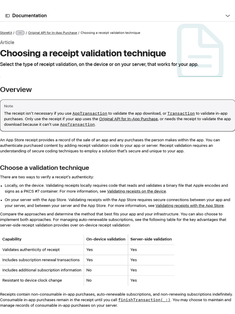 Receipt Validation Techniques for Apps | PDF | Receipt | Client–Server ...