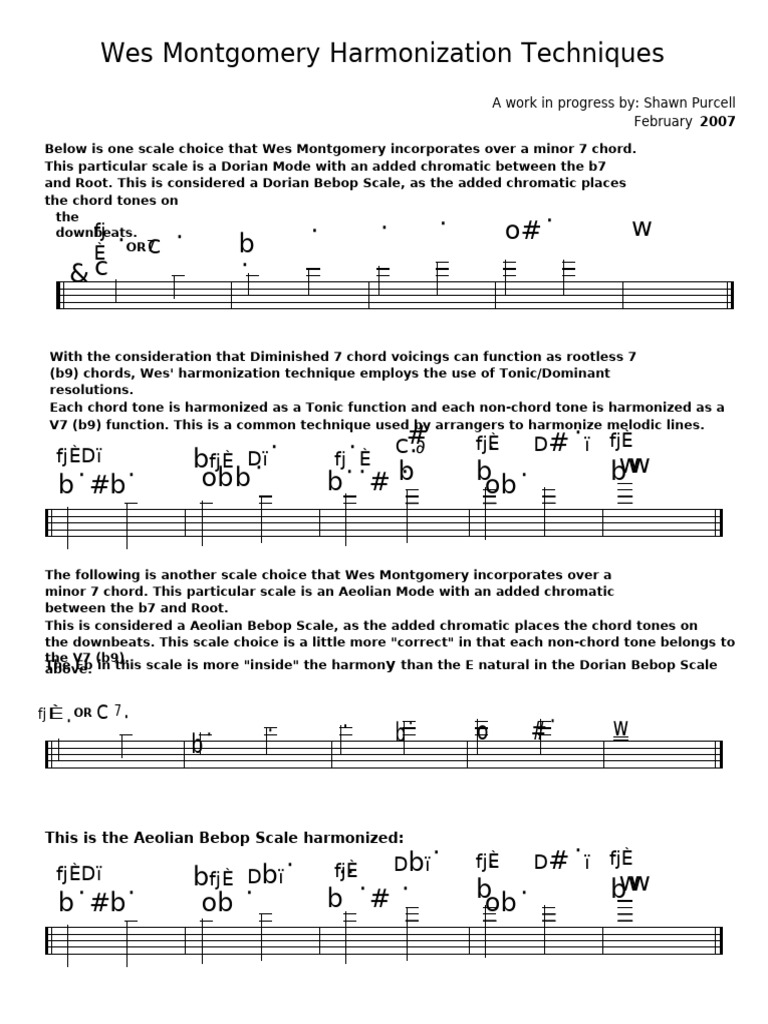 Wes Montgomery Harmonization Techniques | PDF | Scale (Music) | Chord ...