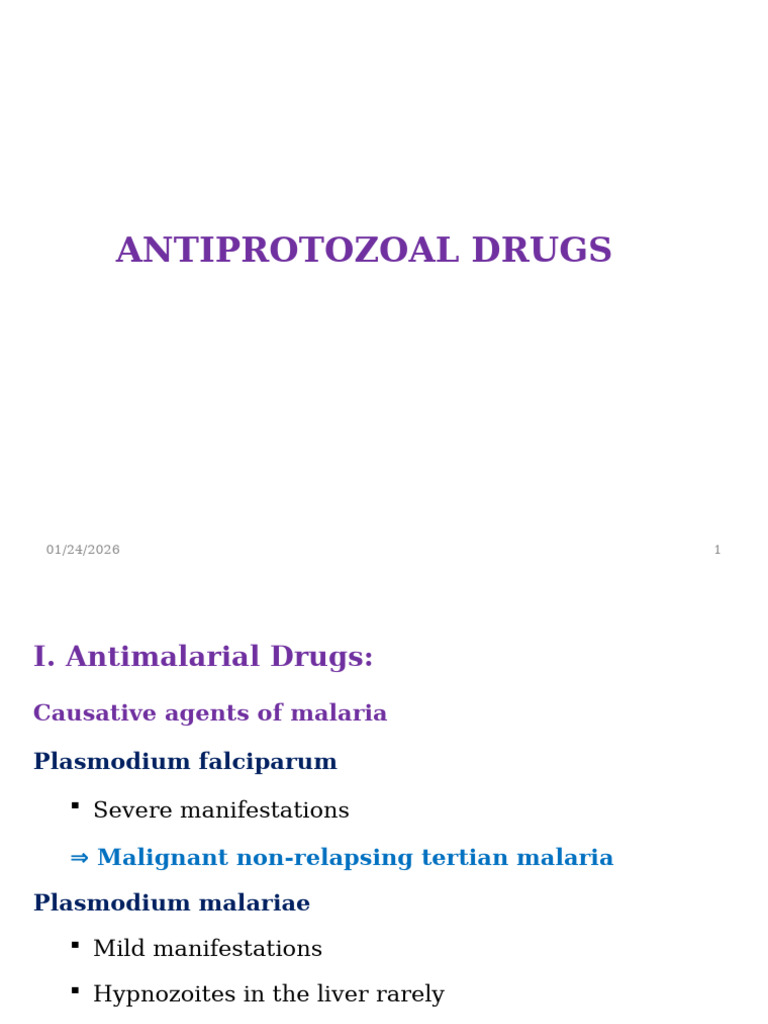 Antimalarial Drugs: Types and Uses | PDF | Malaria | Diseases And Disorders