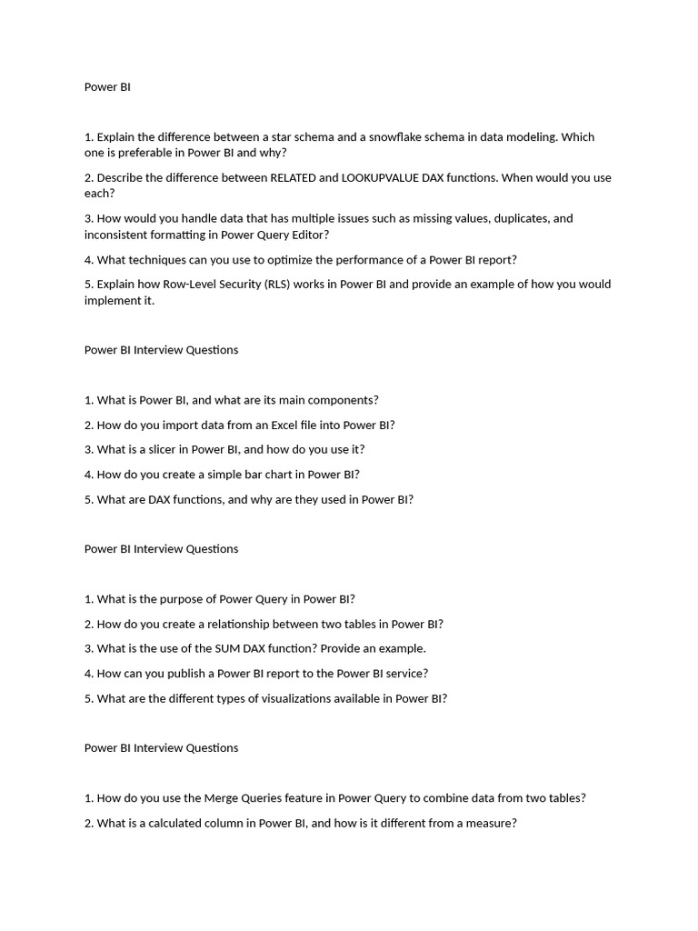 Power BI Data Modeling and Interview Guide | PDF