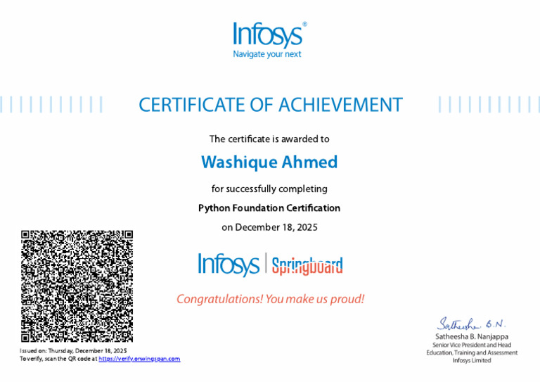 Python Foundation Certification Awarded | PDF