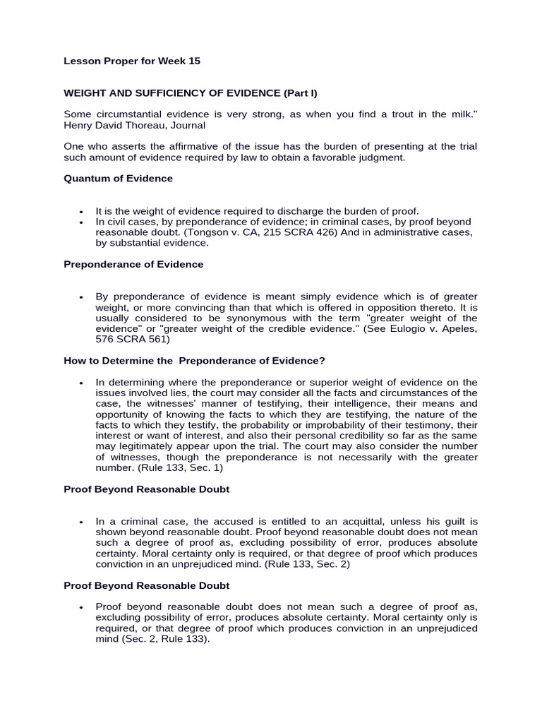 Understanding Evidence Standards in Law | PDF | Burden Of Proof (Law ...