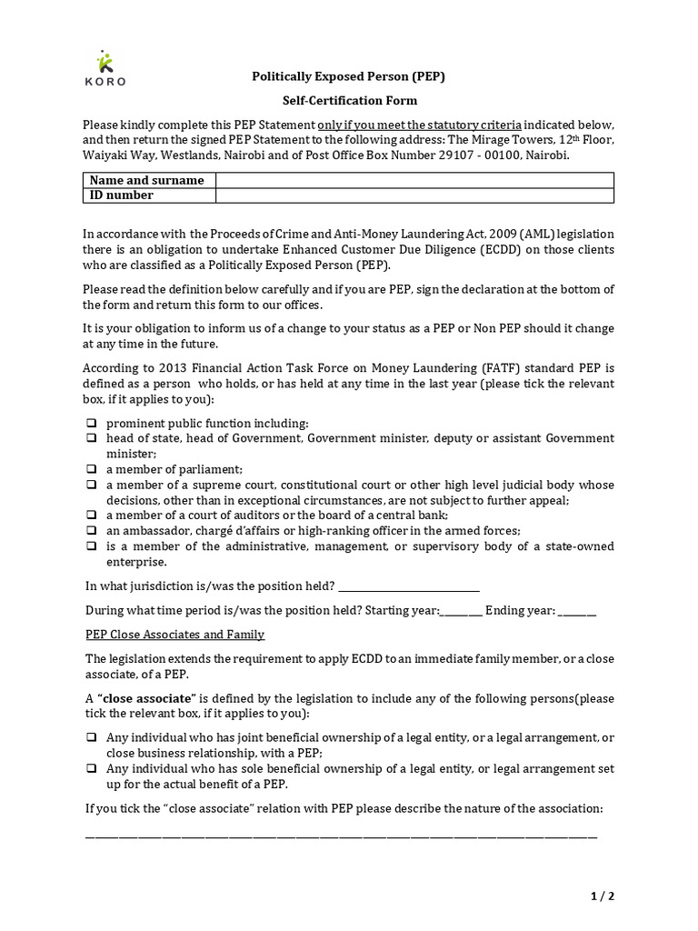 PEP Self-Certification Form Guide | PDF | Justice | Crime & Violence