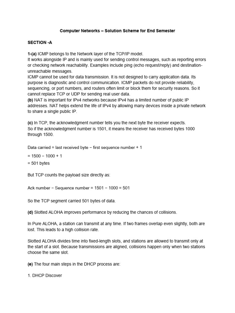 Computer Networks Exam Solutions Guide | PDF | Transmission Control ...