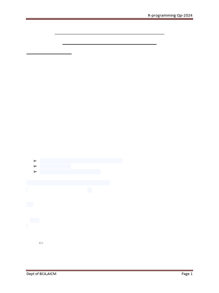 R Programming Exam Paper 2024 | PDF | Statistical Analysis | Teaching ...