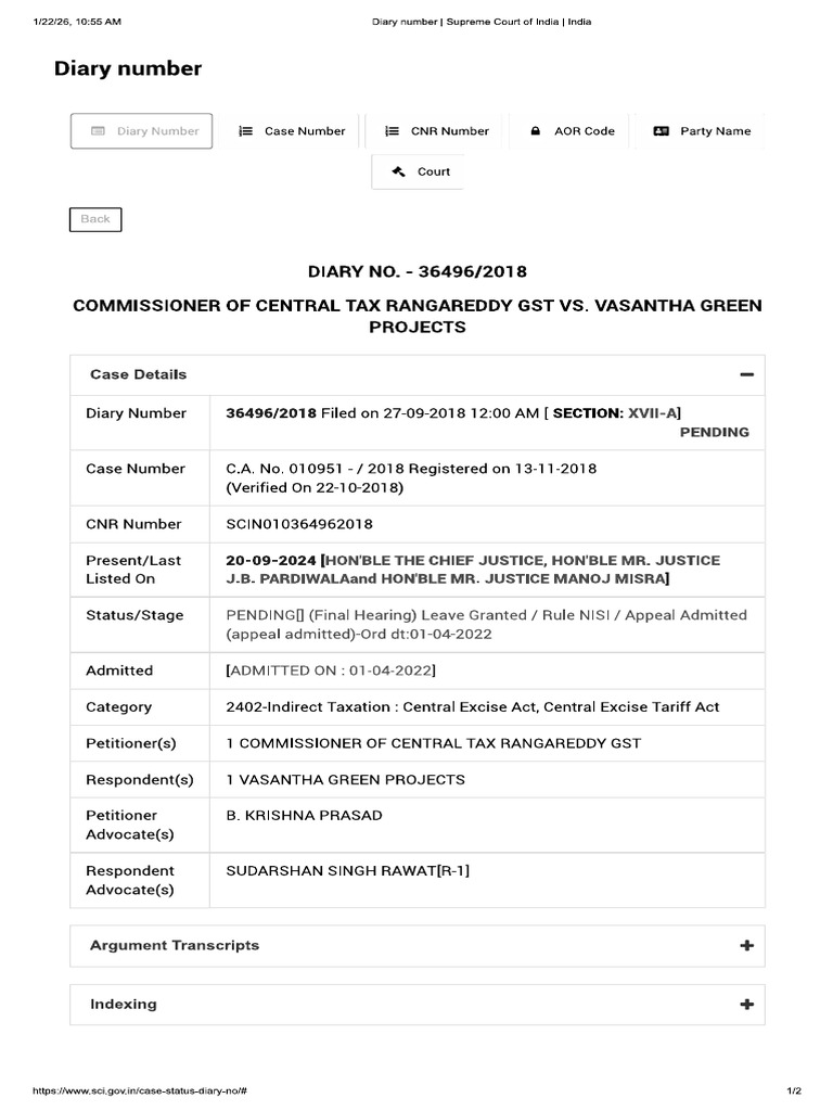 Case Status As On 22.1.26 | PDF