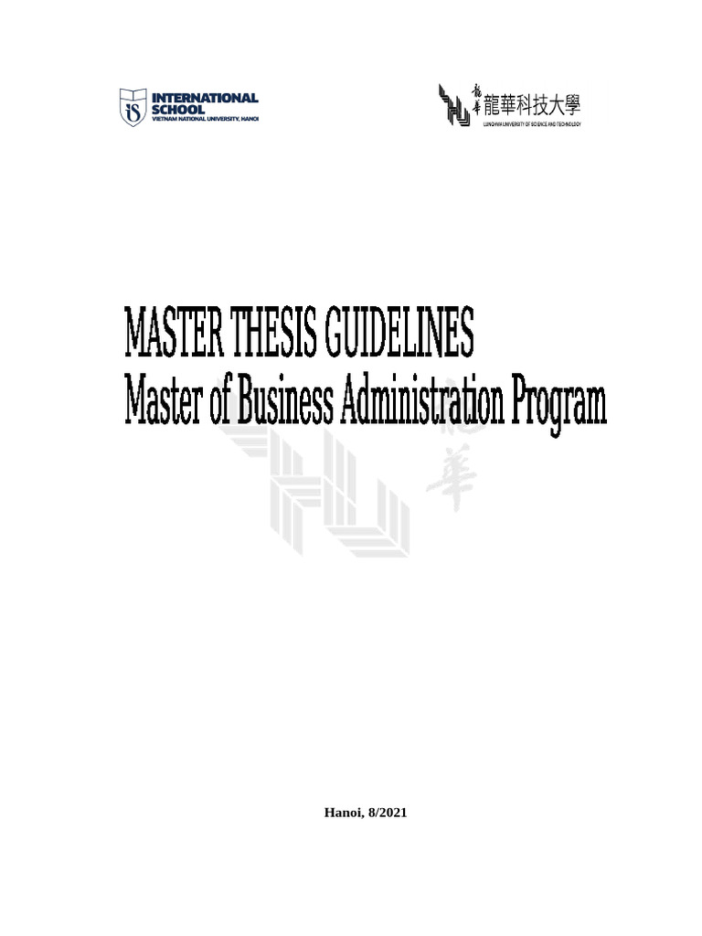 Master Thesis Guidelines for MBA Students | PDF | Thesis | Methodology
