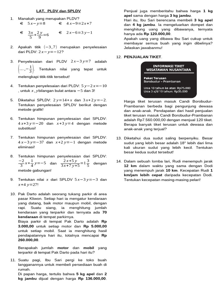 Penyelesaian PLDV dan SPLDV Matematika | PDF