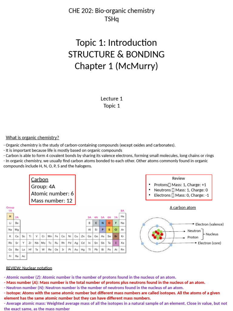 Introduction to Organic Chemistry Concepts | PDF | Chemical Bond ...