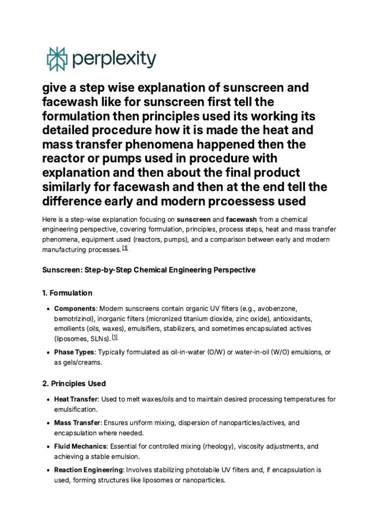 Give A Step Wise Explanation of Sunscreen and Face | PDF | Emulsion ...