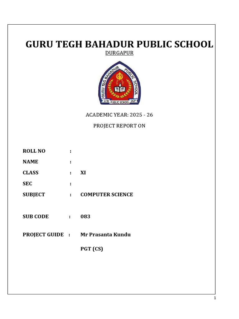 Project Title Page CSC | PDF