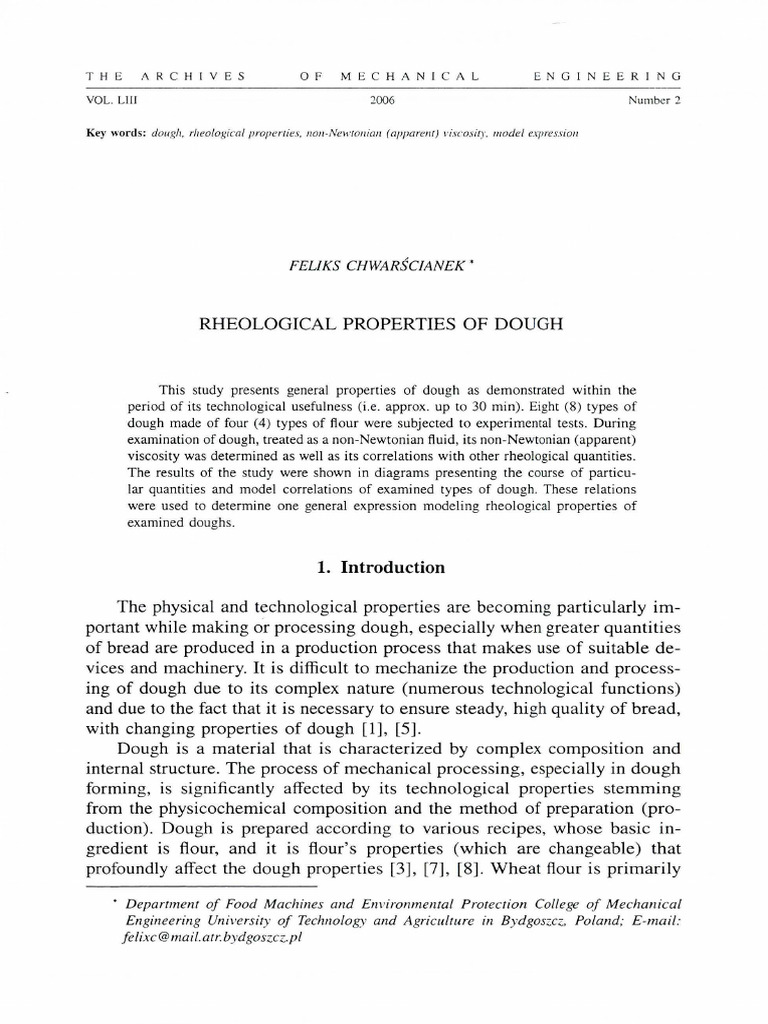 Rheological Properties of Dough Analysis | PDF | Viscosity | Rheology