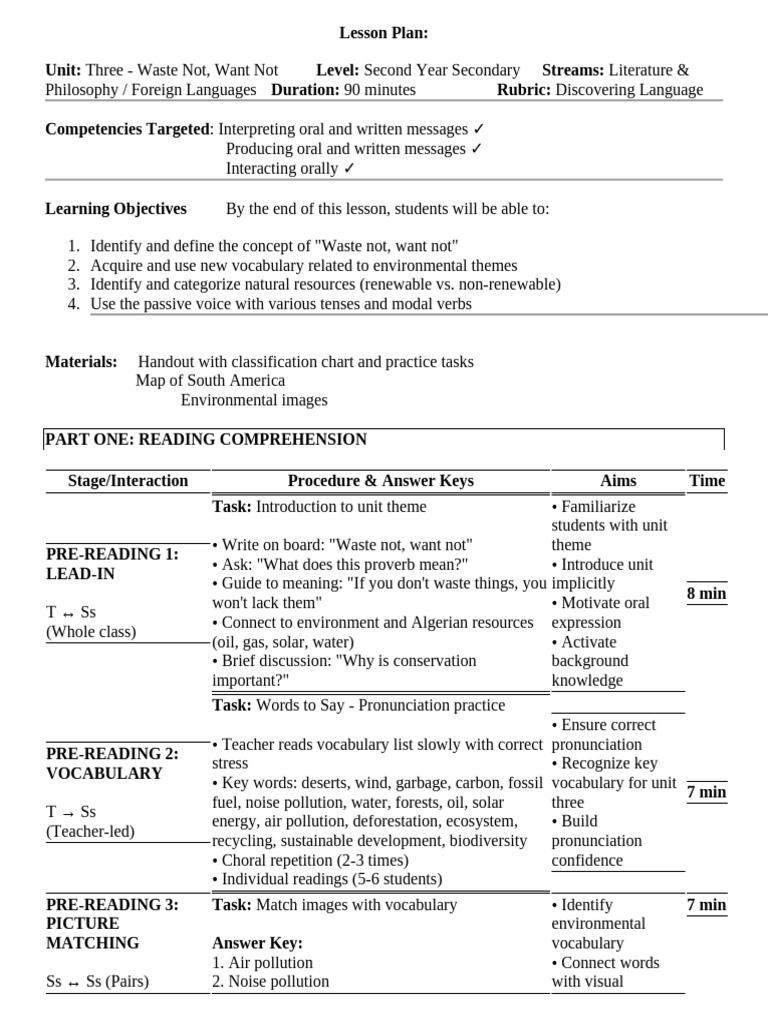 Waste Management Lesson Plan for Students | PDF | Amazon Rainforest ...