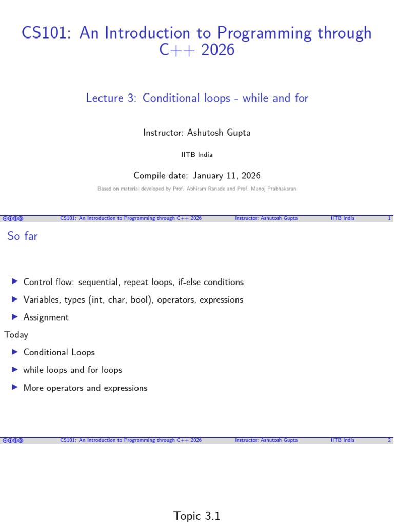 C++ Conditional Loops in CS101 | PDF | C++ | Object Oriented Programming