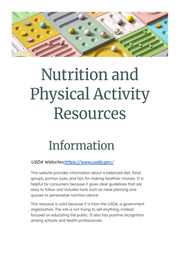 Nutrition and Fitness Resources Guide | PDF
