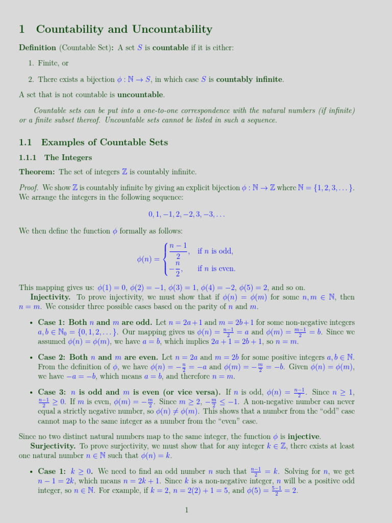 Countable vs Uncountable Sets Explained | PDF | Set (Mathematics) | Numbers