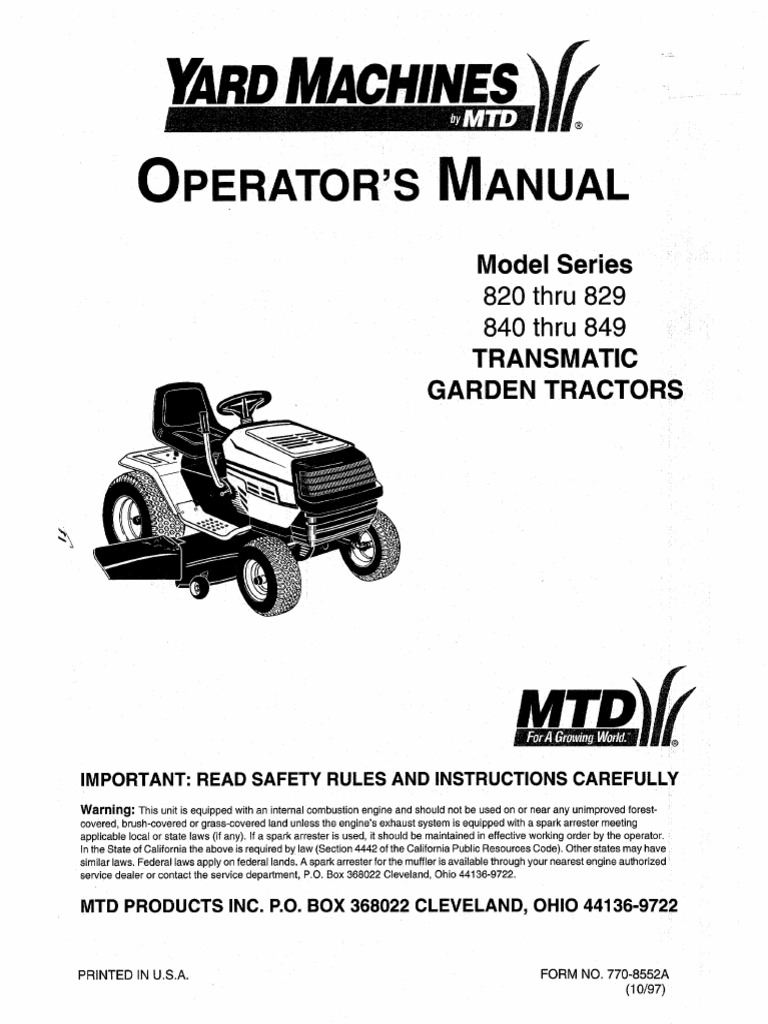 MTD Tractor Owners Manual | PDF