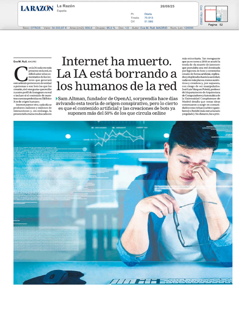 Internet Ha Muerto, La IA Esta Borrando A Los Humanos de La Red | PDF