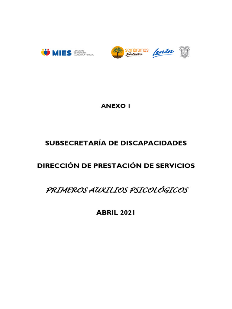 Primeros Auxilios Psicológicos: Guía Esencial | PDF | Las emociones ...