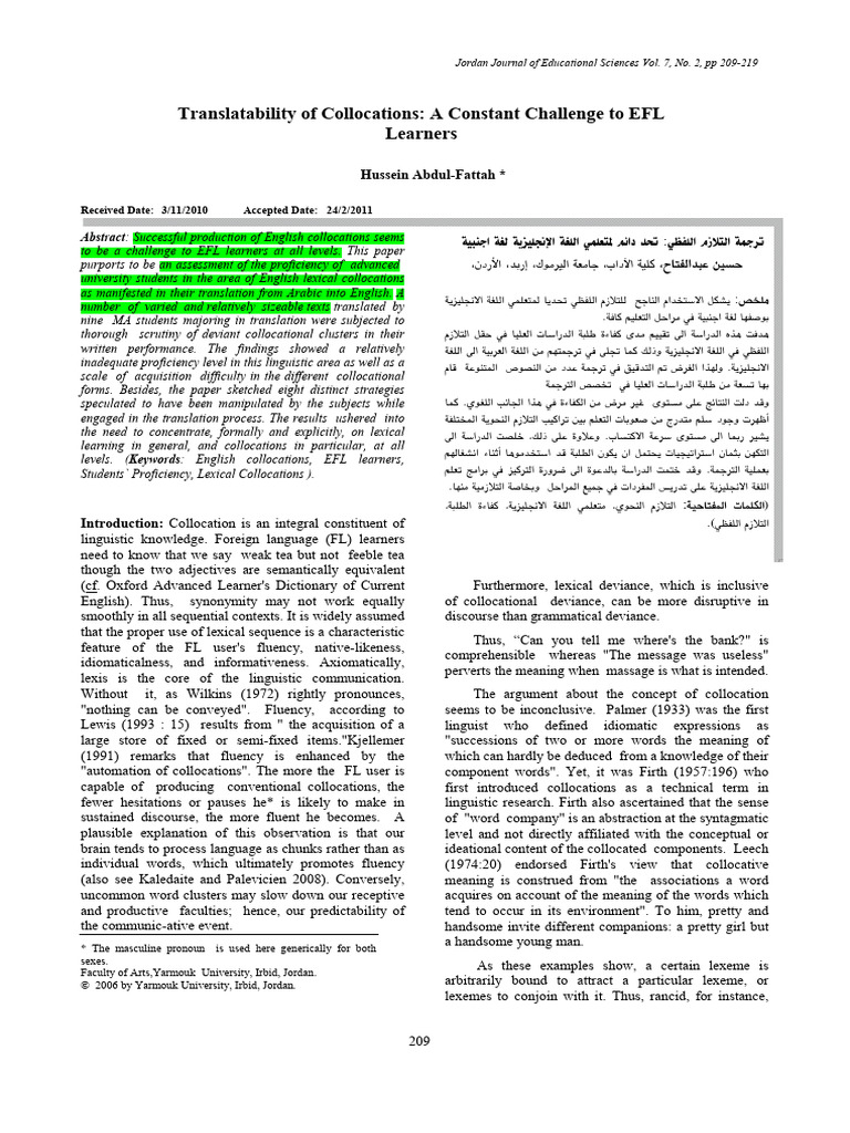 Collocation Challenges for EFL Learners | PDF | Idiom | English Language