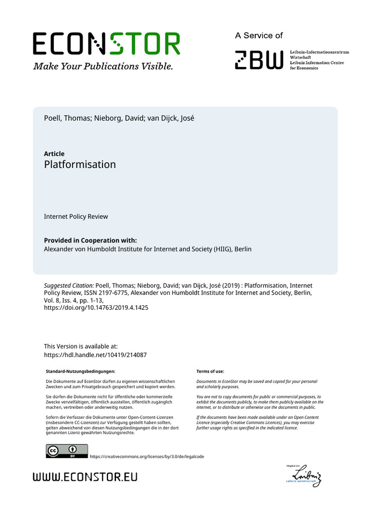Understanding Platformisation in Society | PDF | Mobile App | Governance
