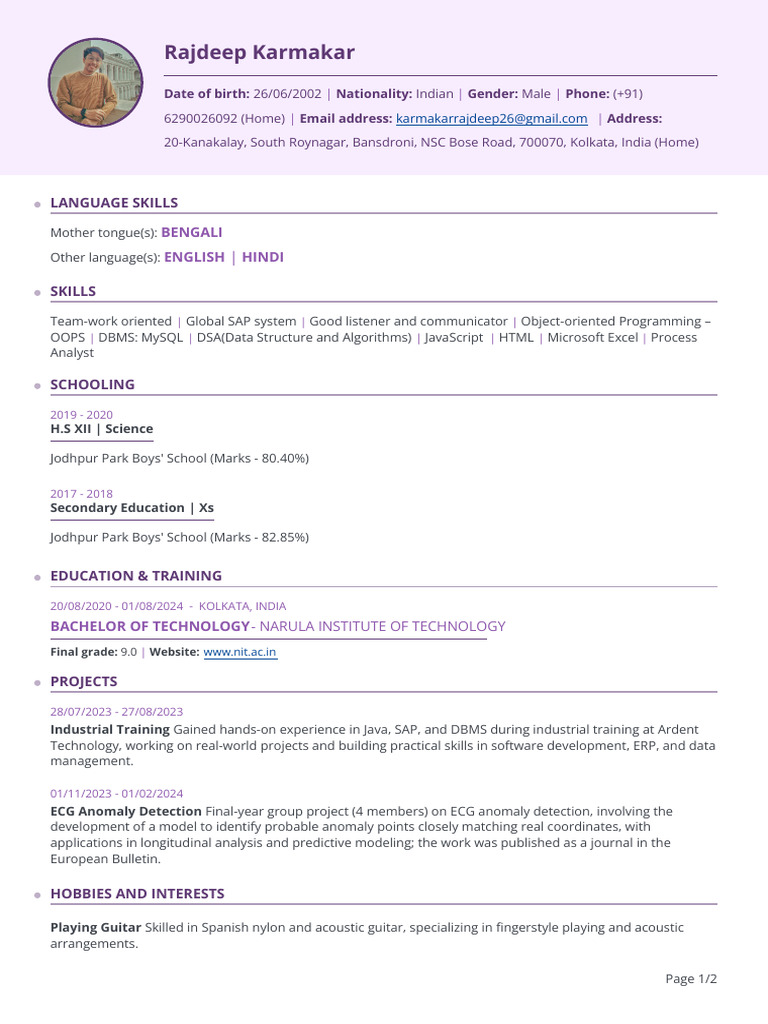 CV_Rajdeep_Karmakar | PDF | Computing | Information Technology