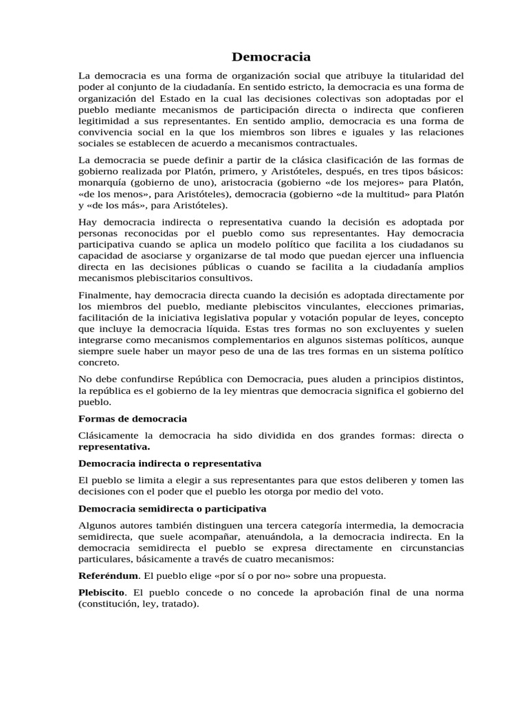 Tipos y Componentes de la Democracia | PDF | Democracia | Ideologías ...