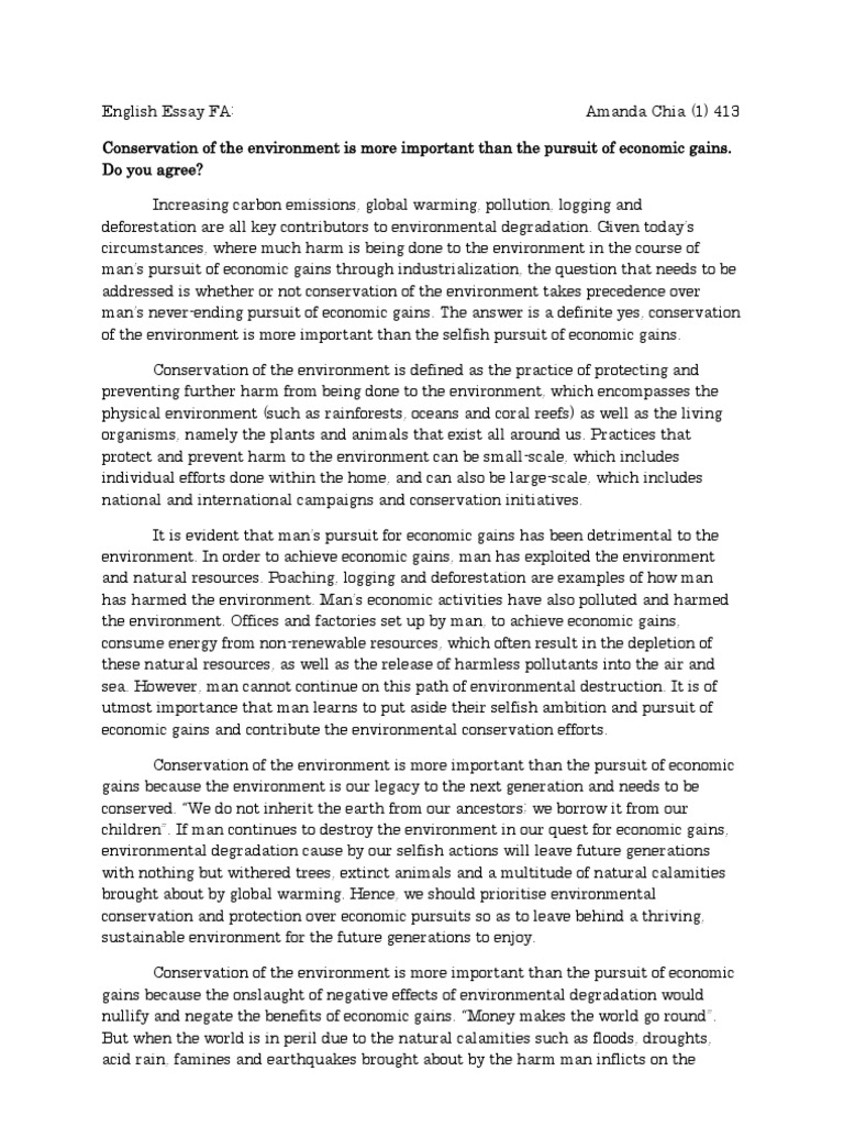 college essay environmental science