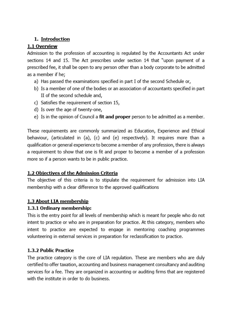 LIA Membership Admission Requirements | PDF | Audit | Accounting