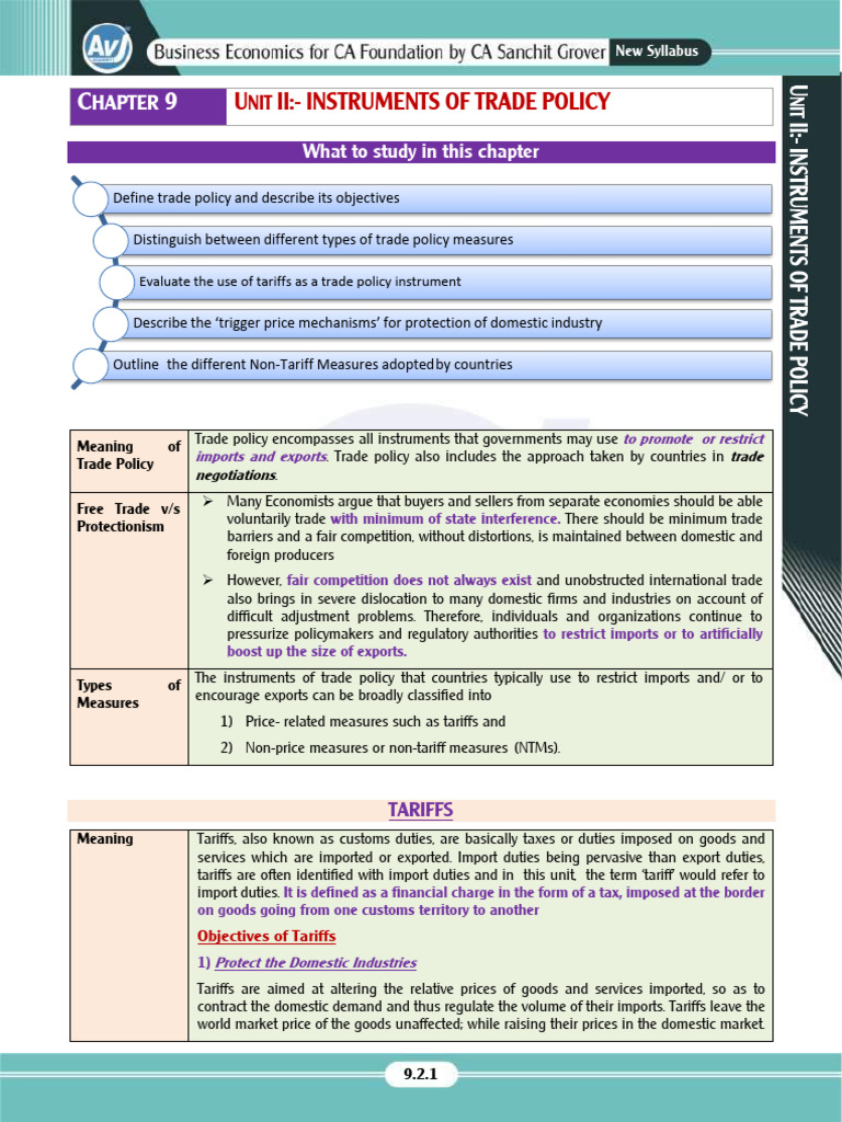 Trade Policy Instruments Explained | PDF | Non Tariff Barriers To Trade ...