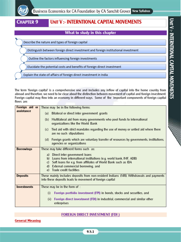 Understanding Foreign Capital Movements | PDF | Foreign Direct ...