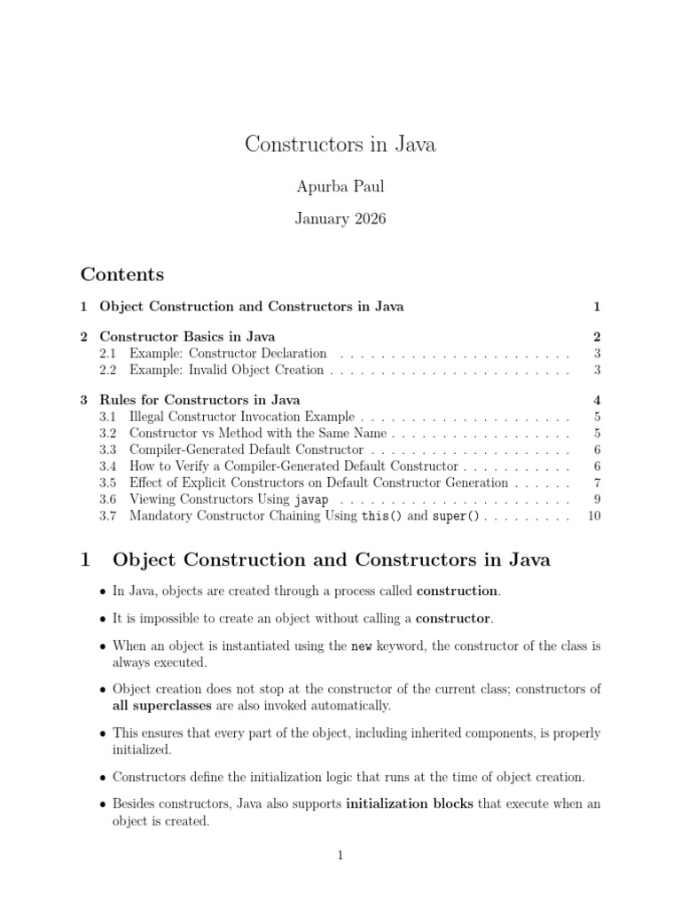 Understanding Java Constructors Basics | PDF | Programming ...