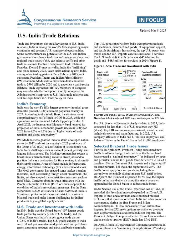 U.S.-india Trade Relations | PDF
