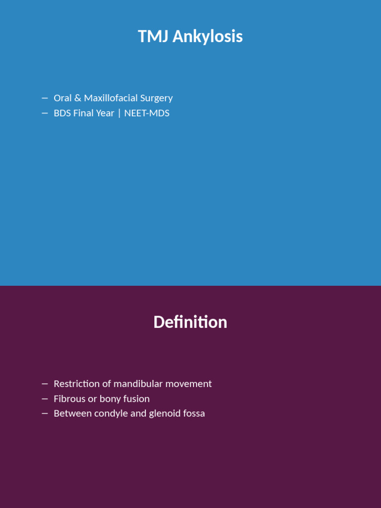 TMJ Ankylosis Colorful PPT | PDF