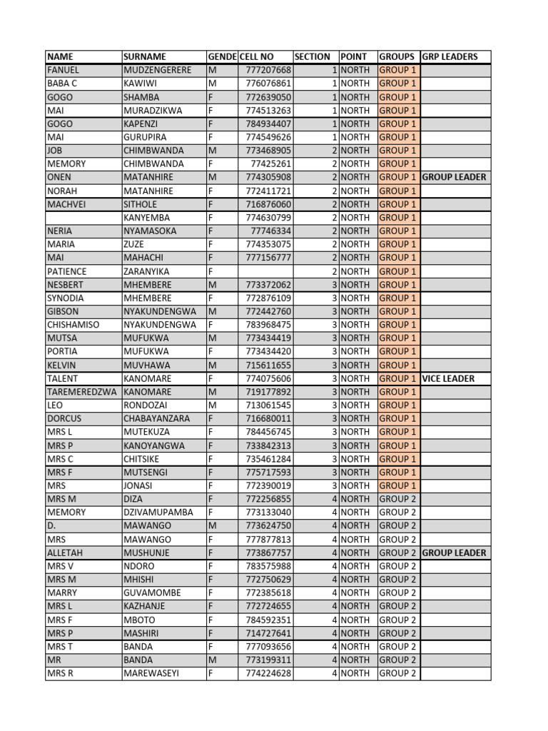 Group Leader and Member List | PDF